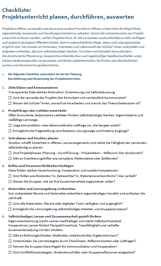 Projekt-Checkliste als Motiv für Führungsentscheidungen