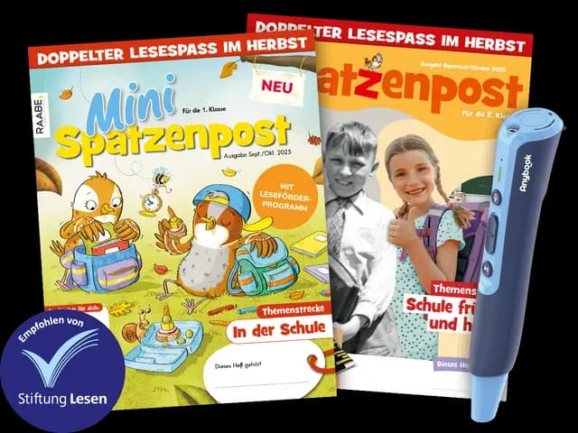 Spatzenpost Hefte mit Anybook-Siegel